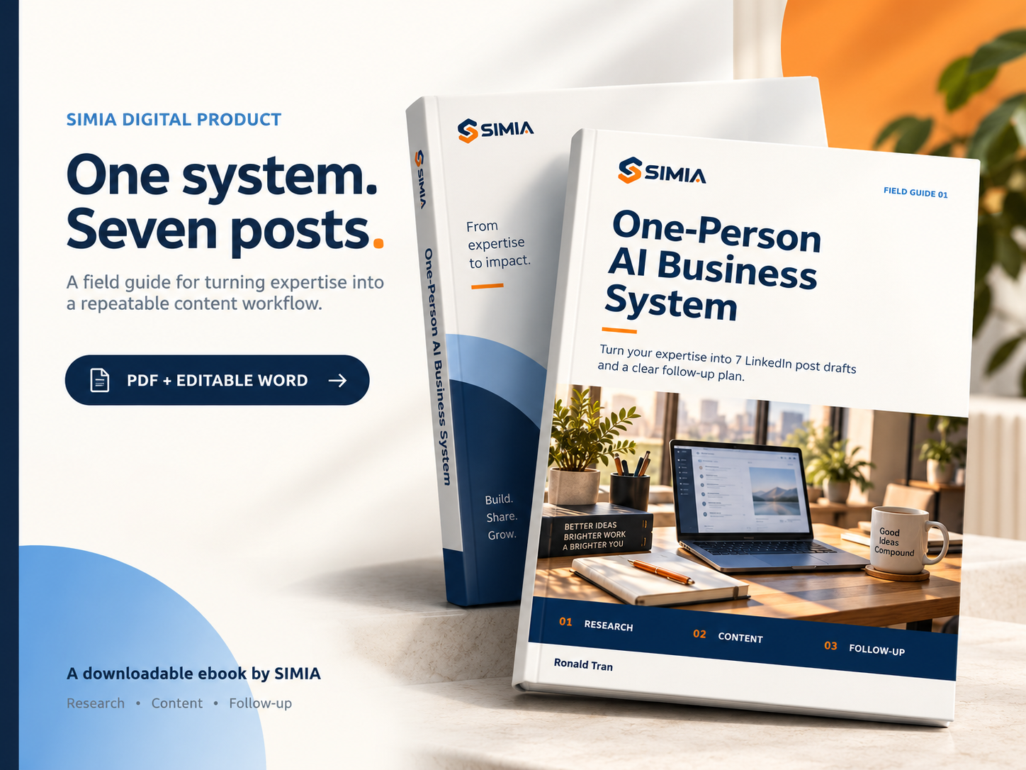 One-Person AI Business System ebook mockup — PDF and editable Word